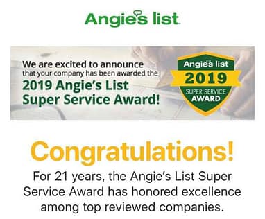 Super Service Award for Garage Door Repair In Tucson by Angie's List 2019